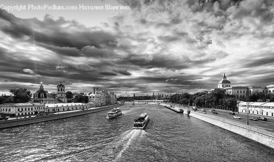 Architecture, Downtown, Plaza, Town Square, Steamer, Canal, Outdoors