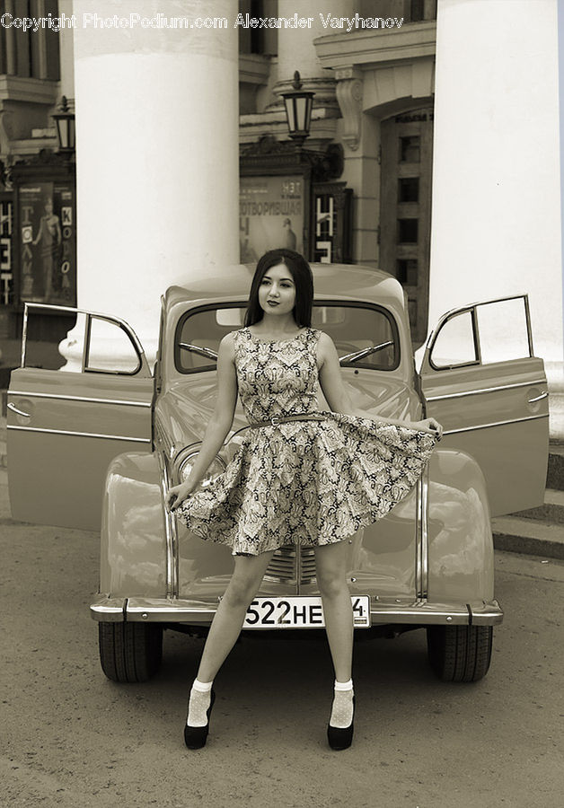 Lace, Clothing, Dress, Automobile, Car, Sedan, Vehicle