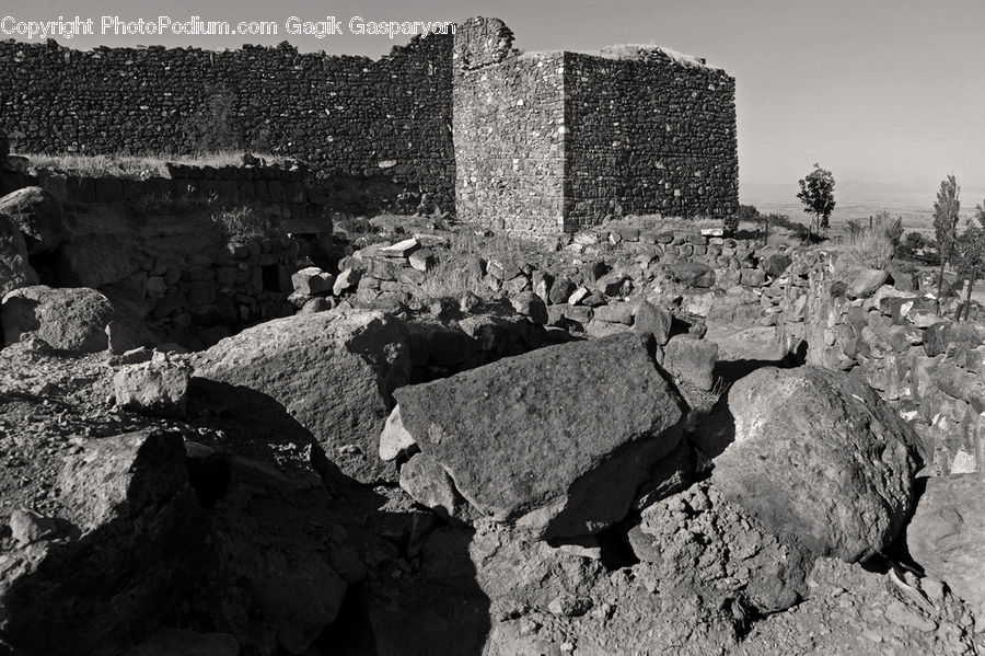 Rock, Ground, Soil, Rubble, Fence, Wall, Outdoors