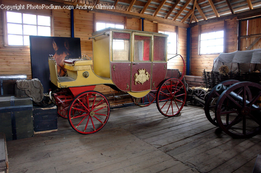 Carriage, Horse Cart, Vehicle, Luggage, Suitcase, Chair, Furniture