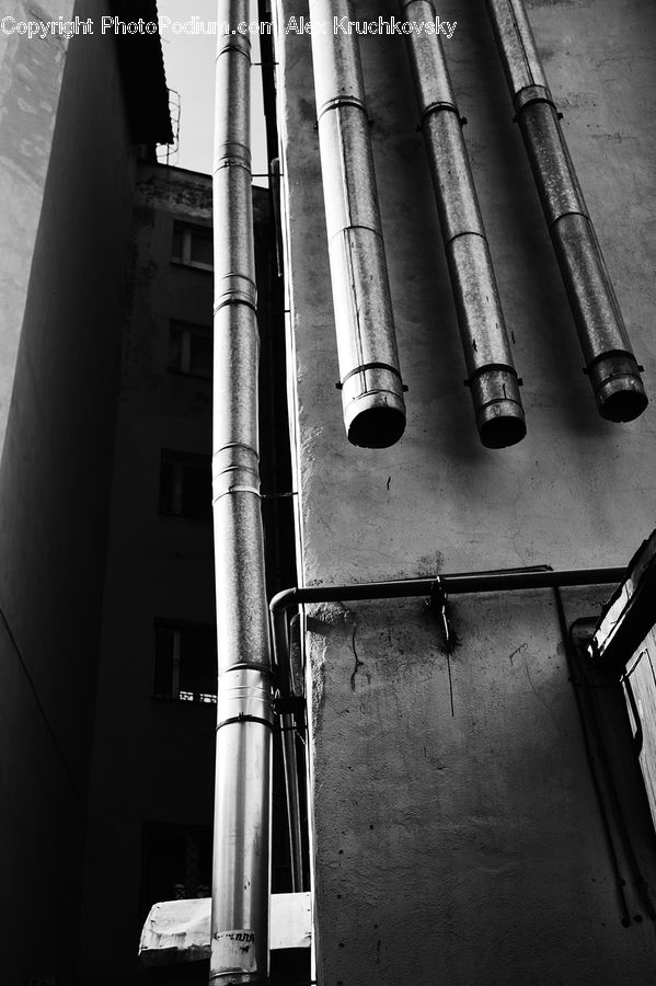 Column, Pillar, City, Downtown, Urban, Alley, Alleyway