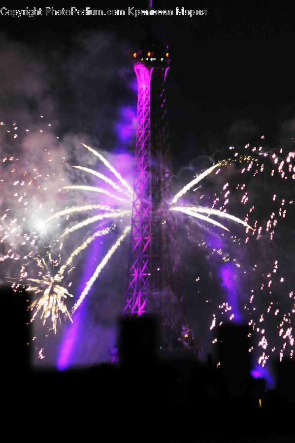 Fireworks, Night, Lighting