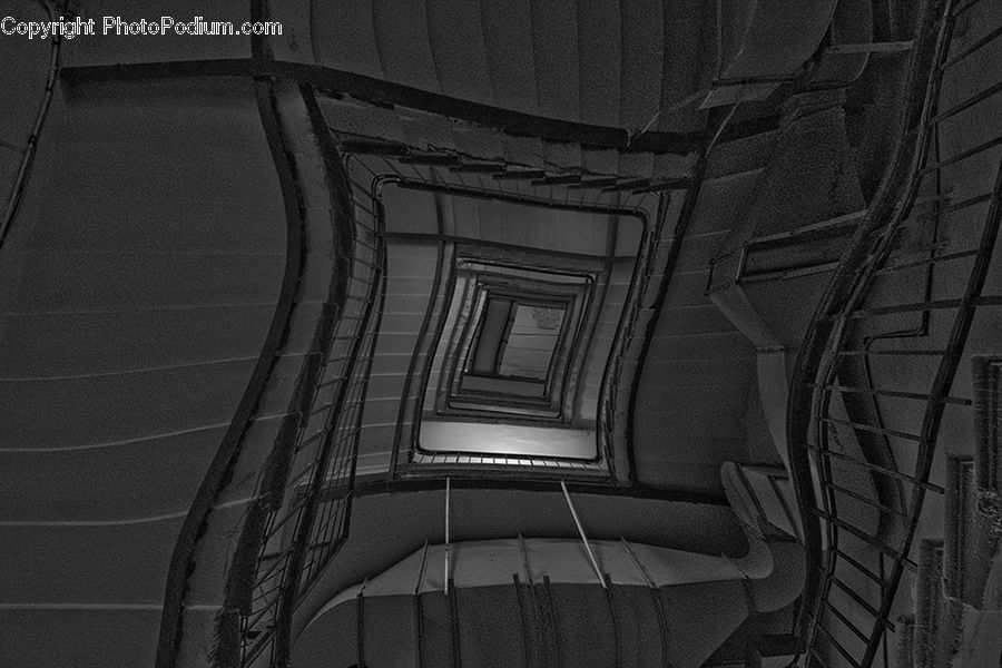 Spiral, Banister, Handrail, Staircase, Column, Pillar, Alley