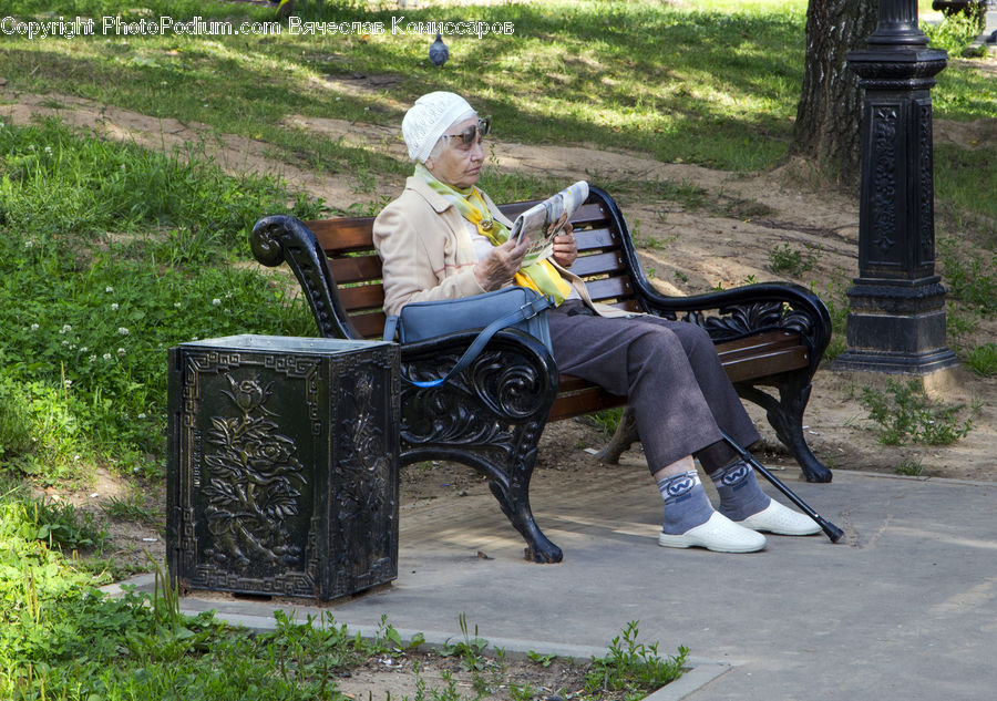 People, Person, Human, Park Bench, Tomb, Scooter, Vehicle