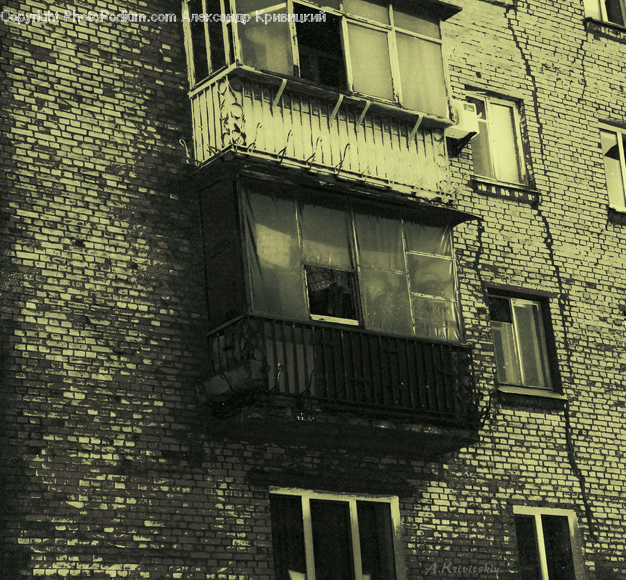 Balcony, Brick, Building, Apartment Building, High Rise, Housing, Fence