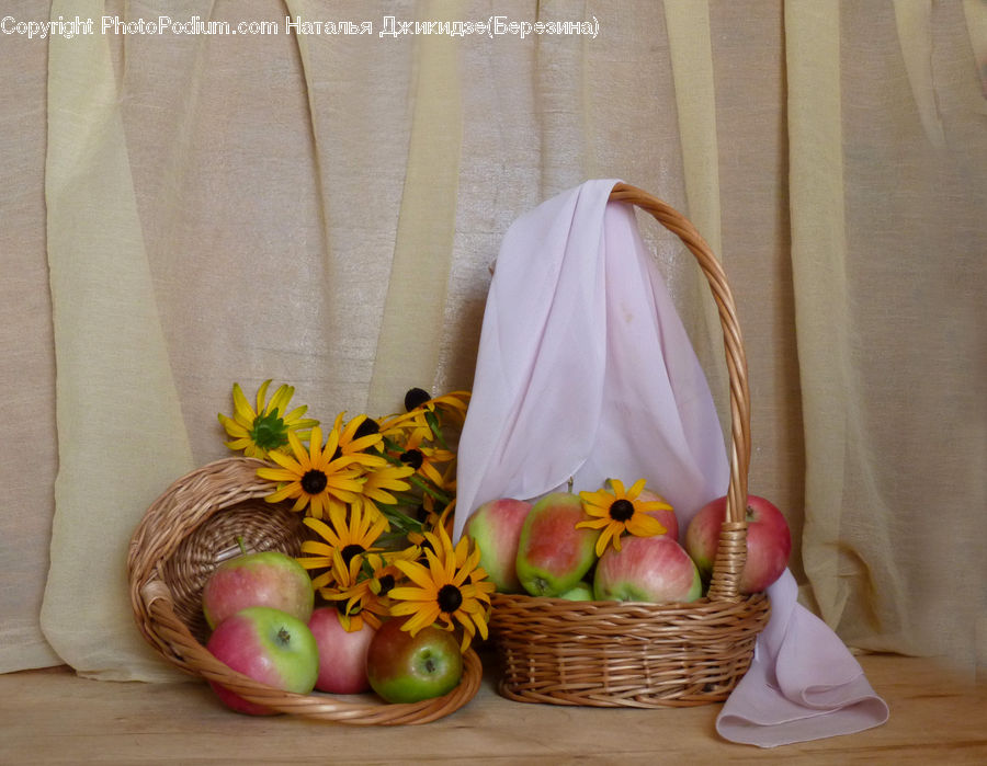 Basket, Apple, Fruit, Glass, Goblet, Market, Produce