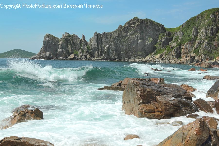 Promontory, Cliff, Outdoors, Rock, Sea, Sea Waves, Water