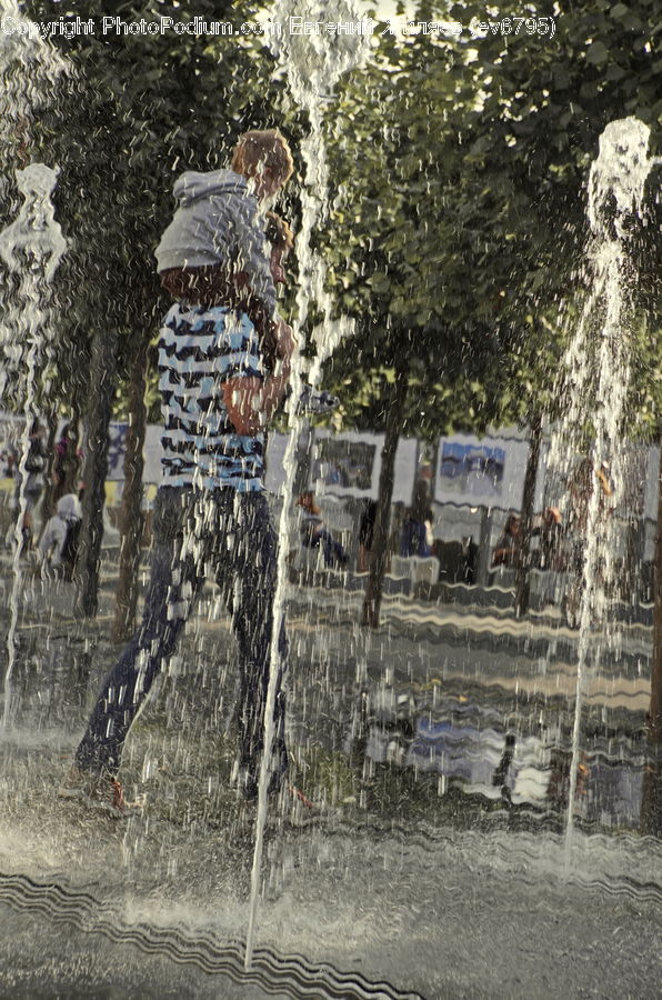 Fountain, Water, Ivy, Plant, Vine, Art, Modern Art