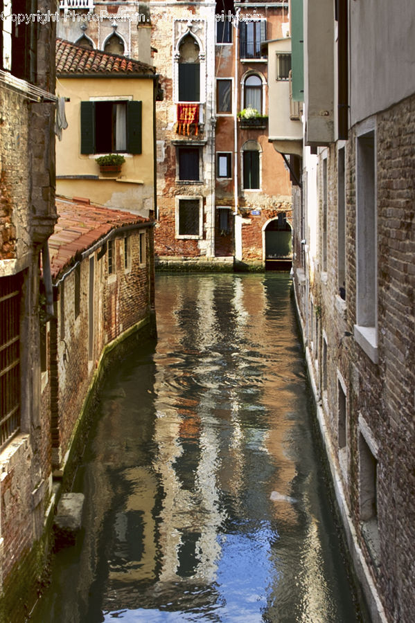 Canal, Outdoors, River, Water, Boat, Gondola, Brick