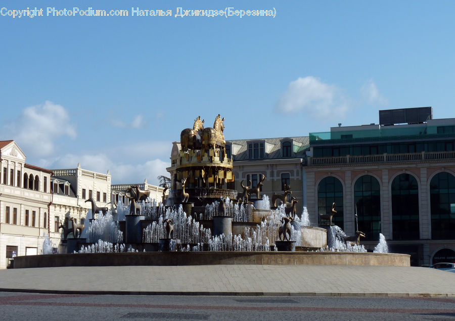 Fountain, Water, Architecture, Castle, Mansion, Palace, Downtown