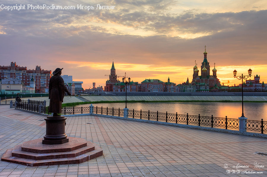 Railing, City, Downtown, Waterfront, Art, Sculpture, Statue