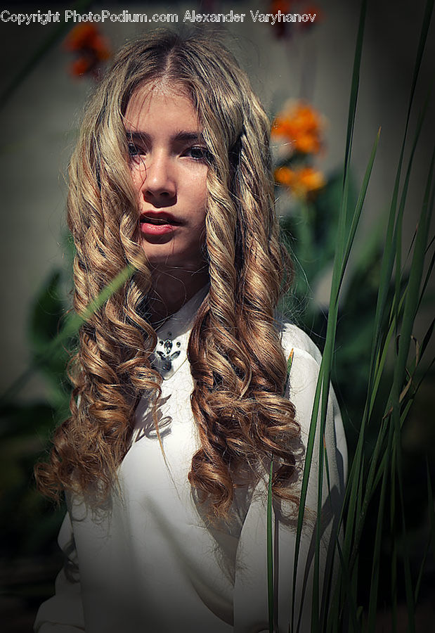 Human, People, Person, Blonde, Female, Woman, Plant