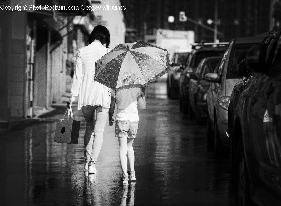 People, Person, Human, Umbrella, Automobile, Car, Vehicle