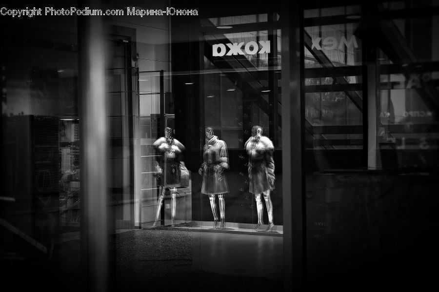 Figurine, Mannequin, Person, Shop, Lighting, Night, Outdoors