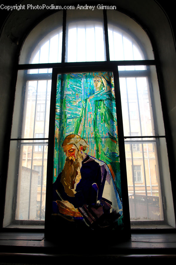 Art, Stained Glass, Window, Train, Vehicle, Modern Art, Face