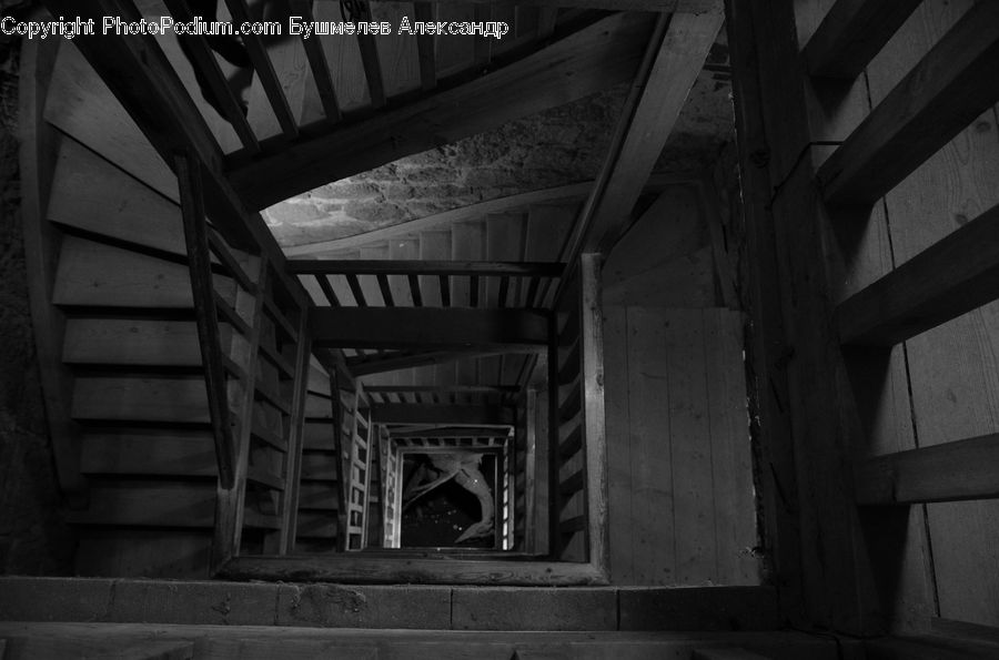 Banister, Handrail, Staircase, Asphalt, Tarmac, City, Downtown