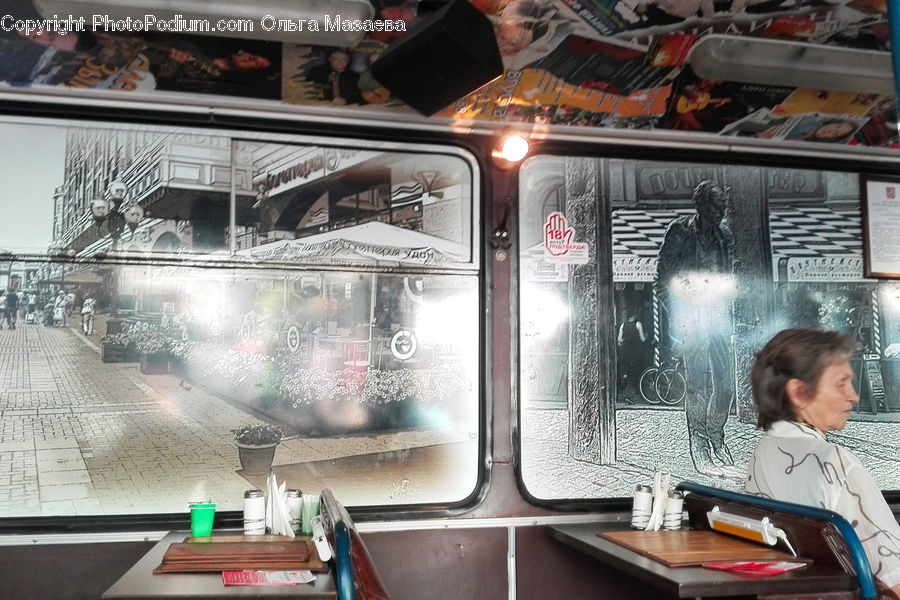 People, Person, Human, Cafeteria, Diner, Train, Vehicle