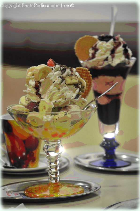 Glass, Goblet, People, Person, Human, Bowl, Cake
