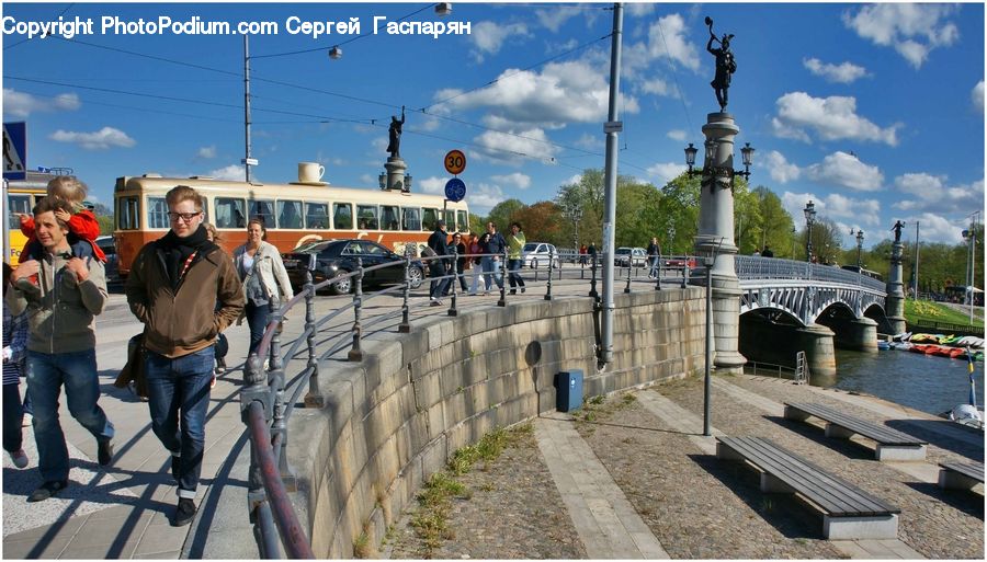 People, Person, Human, Bridge, Bench, Bicycle, Bike