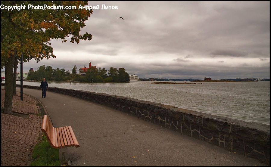 Bench, Boardwalk, Deck, Path, Sidewalk, Walkway, Coast
