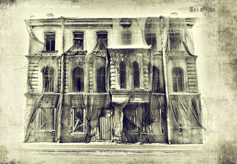 Drawing, Sketch, Art, Collage, Poster, Brick, Architecture