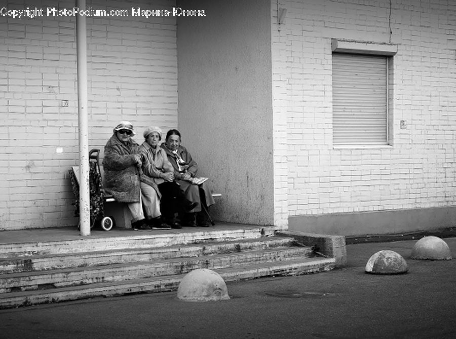 People, Person, Human, Bench, Worker, Fur, Skin