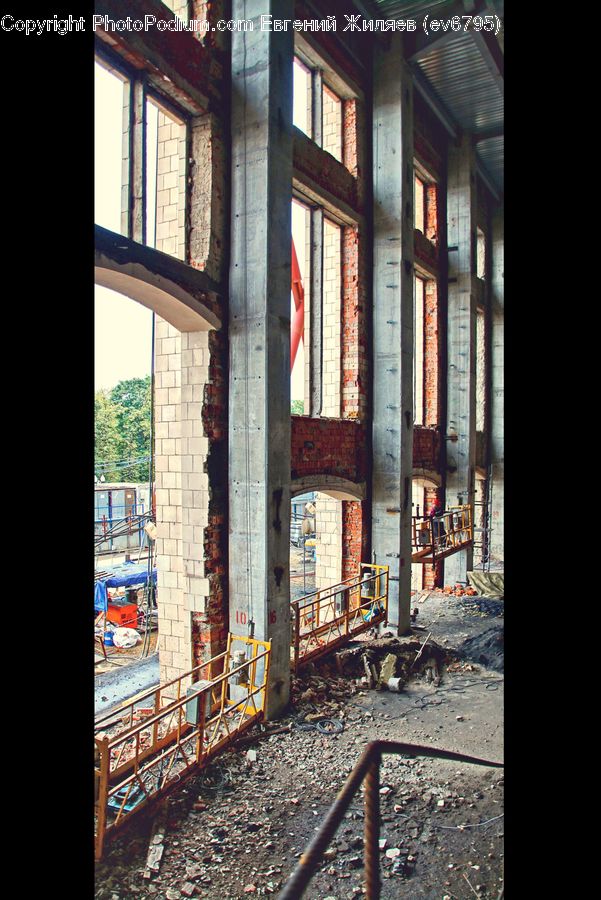 Window, Dirt Road, Gravel, Cobblestone, Pavement, Walkway, Freight Car