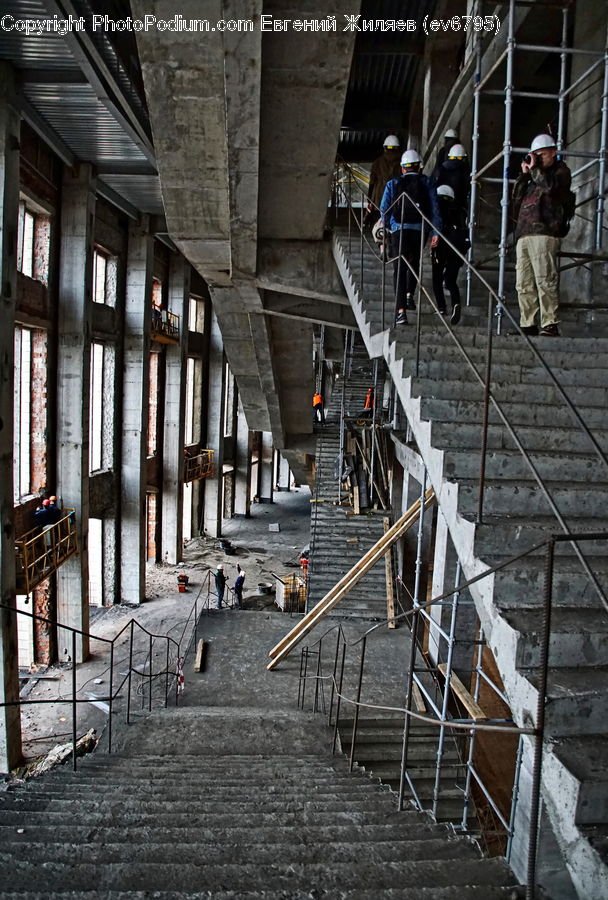 Construction, Scaffolding, Alley, Alleyway, Road, Street, Town