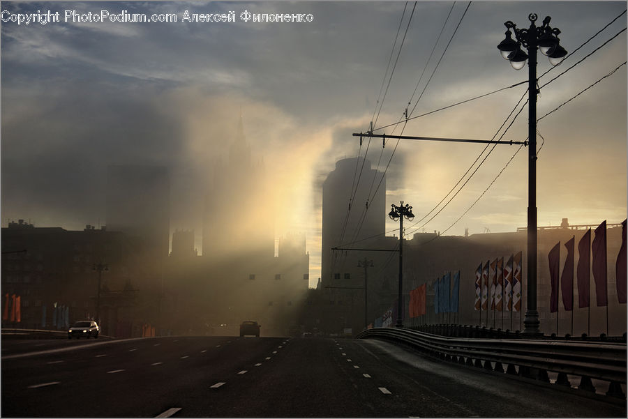 Asphalt, Tarmac, Freeway, Road, Fog, Pollution, Smog