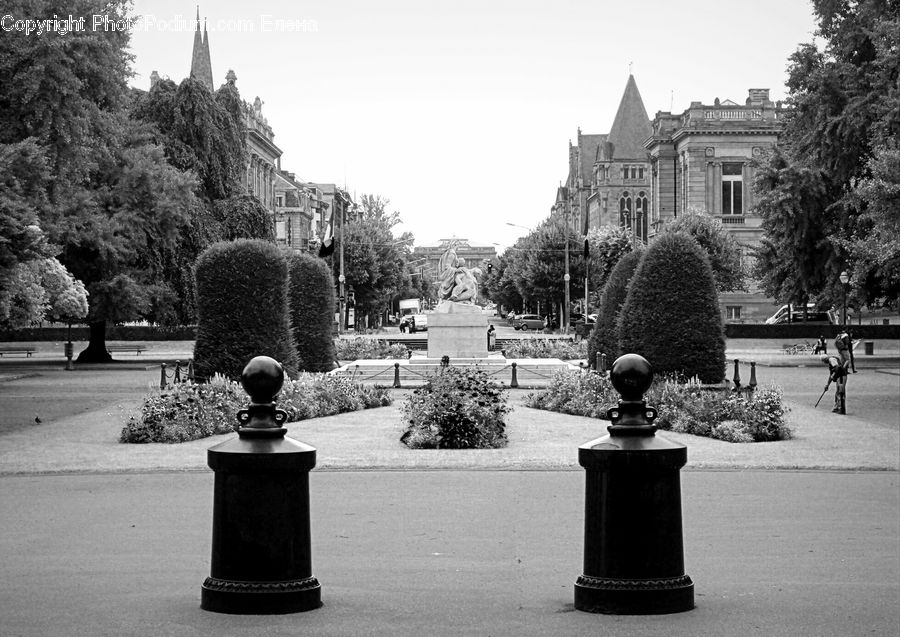 Architecture, Downtown, Plaza, Town Square, Jar, Pot, Urn