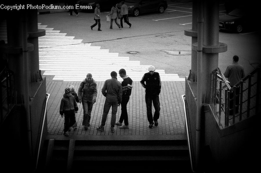 People, Person, Human, Silhouette, Banister, Handrail, Alley