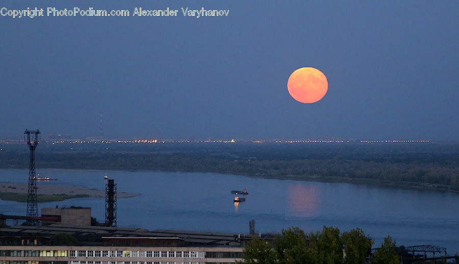 Astronomy, Full Moon, Night, Constriction Crane, Architecture, Tower
