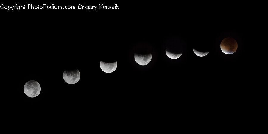 Astronomy, Lunar Eclipse, Night, Moon, Outdoors, Space, Lighting