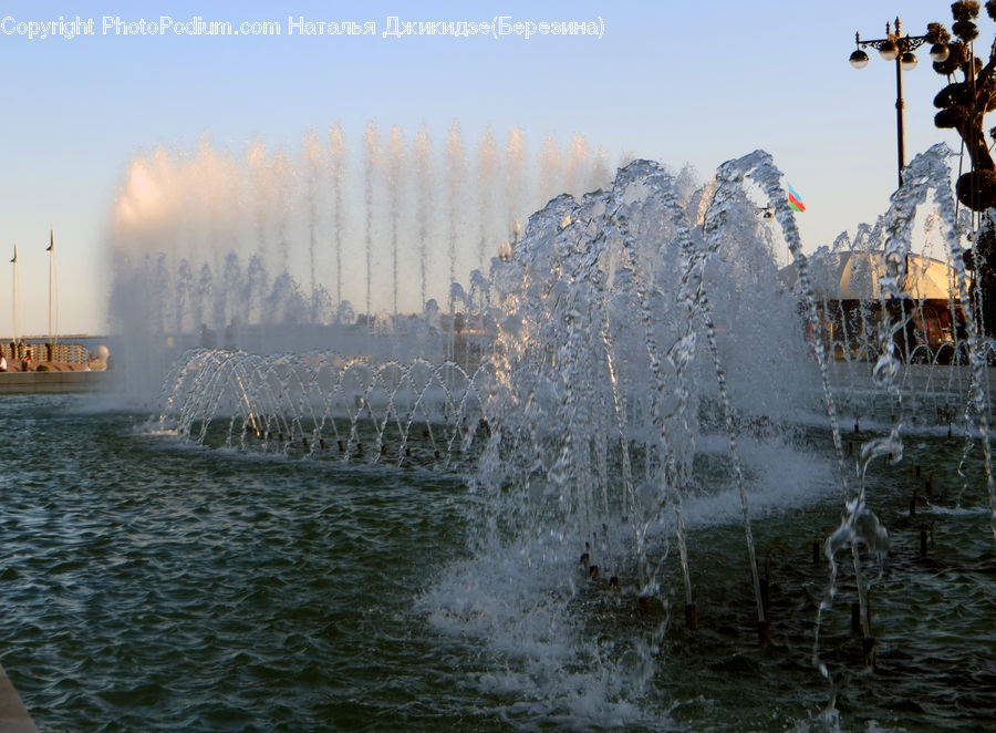 Fountain, Water, Frost, Ice, Outdoors, Snow, Ripple