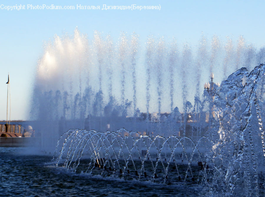 Frost, Ice, Outdoors, Snow, Fountain, Water, Conifer