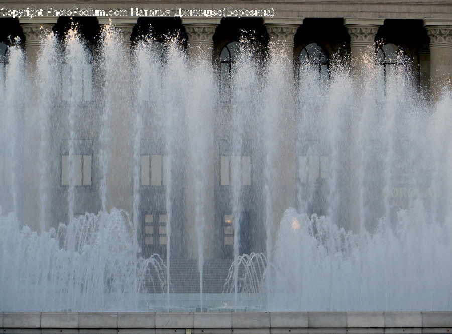 Arch, Fountain, Water, Arabesque Pattern, Fence, Wall, Outdoors
