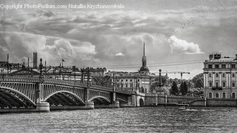 Building, Housing, Villa, Bridge, Outdoors, River, Water