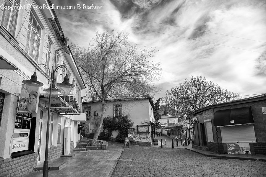 Alley, Alleyway, Road, Street, Town, Bench, Building