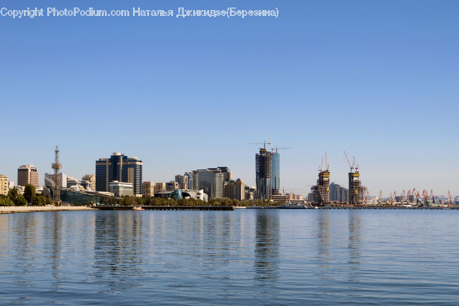 City, Downtown, Metropolis, Urban, Waterfront, Building, High Rise
