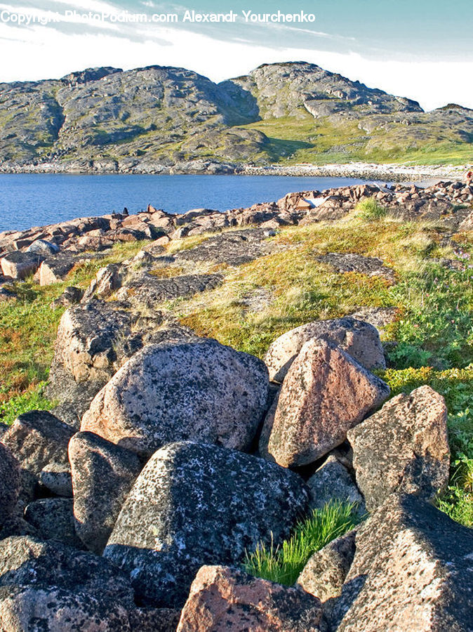 Rock, Coast, Outdoors, Sea, Water, Dirt Road, Gravel