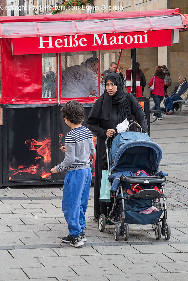 Stroller, People, Person, Human, Closet, Kiosk, Clothing
