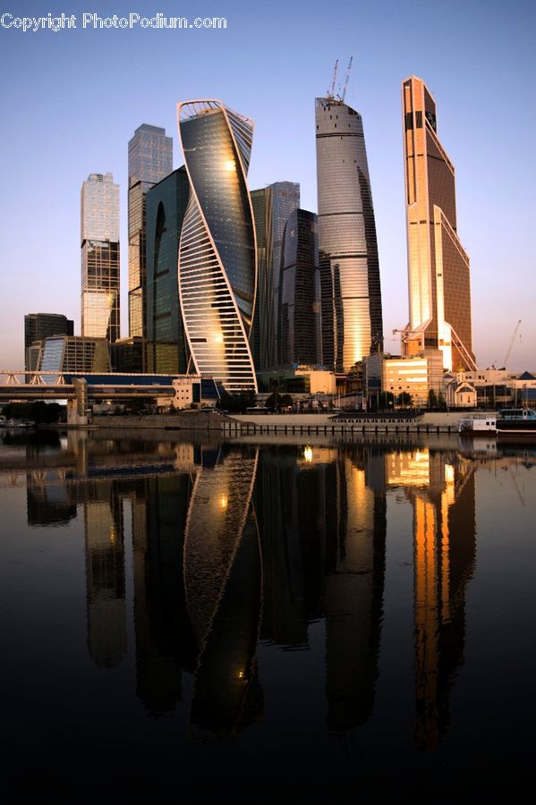 Boat, Watercraft, City, Downtown, Metropolis, Urban, Building