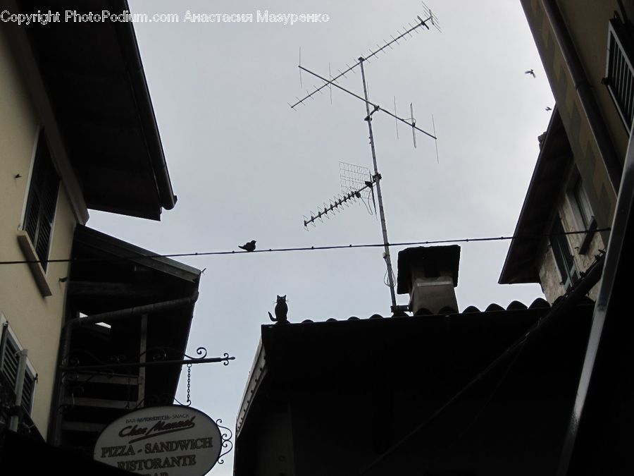 Antenna, Silhouette, Building, Housing, Villa, City, Downtown