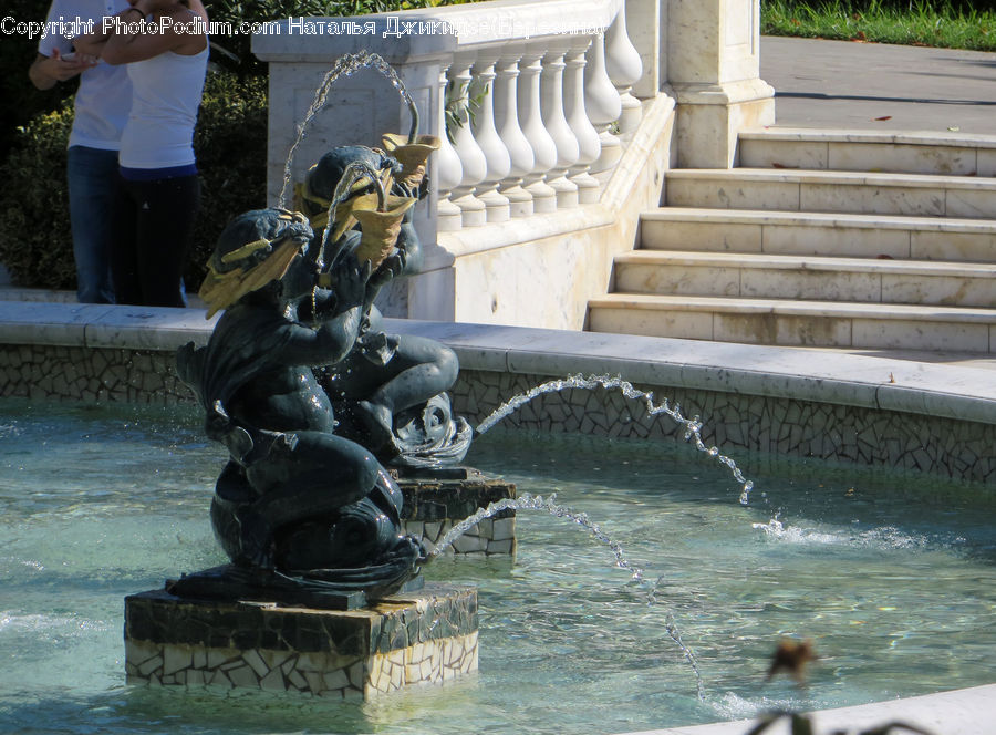 Human, People, Person, Banister, Handrail, Fountain, Water