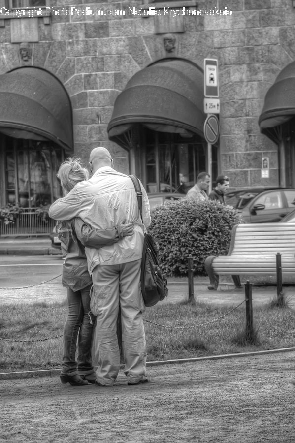 Human, People, Person, Bench, Park Bench, Plant, Potted Plant