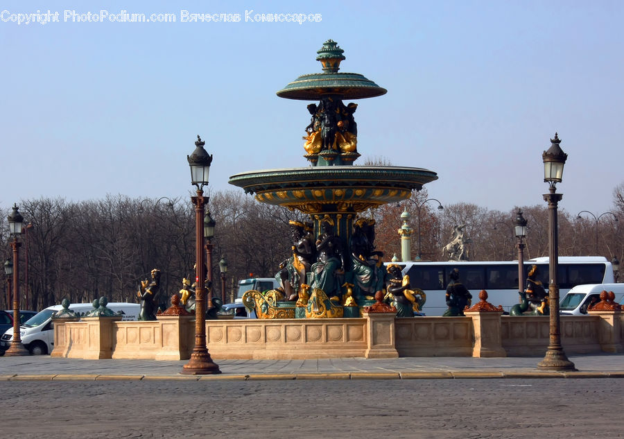 Gazebo, Fountain, Water, Art, Sculpture, Statue, Carnival
