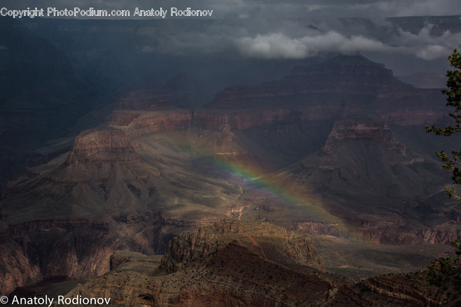 Canyon, Outdoors, Valley, Rainbow, Sky, Plateau, Light
