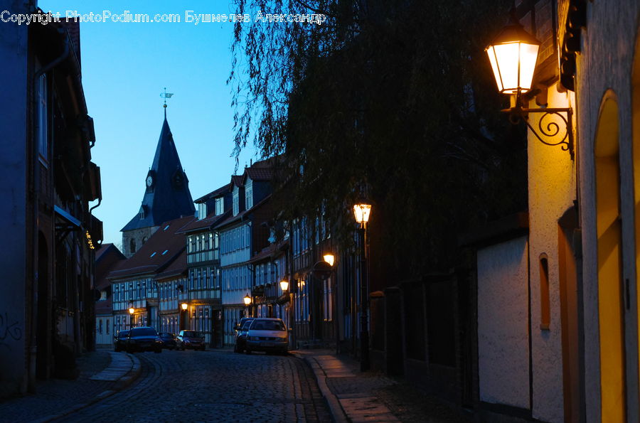 Alley, Alleyway, Road, Street, Town, Night, Outdoors