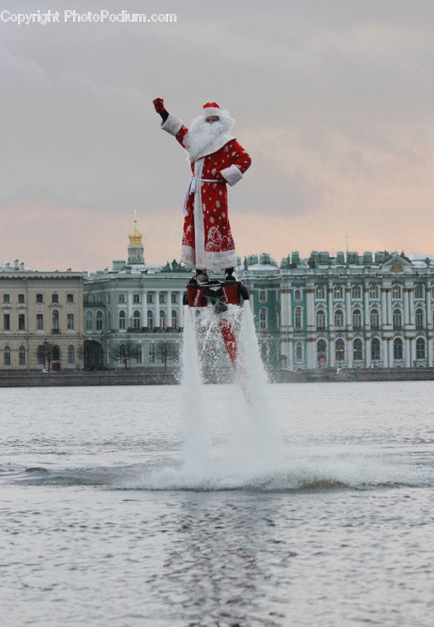Fountain, Water, Clown, Performer, Person, Ice, Snow