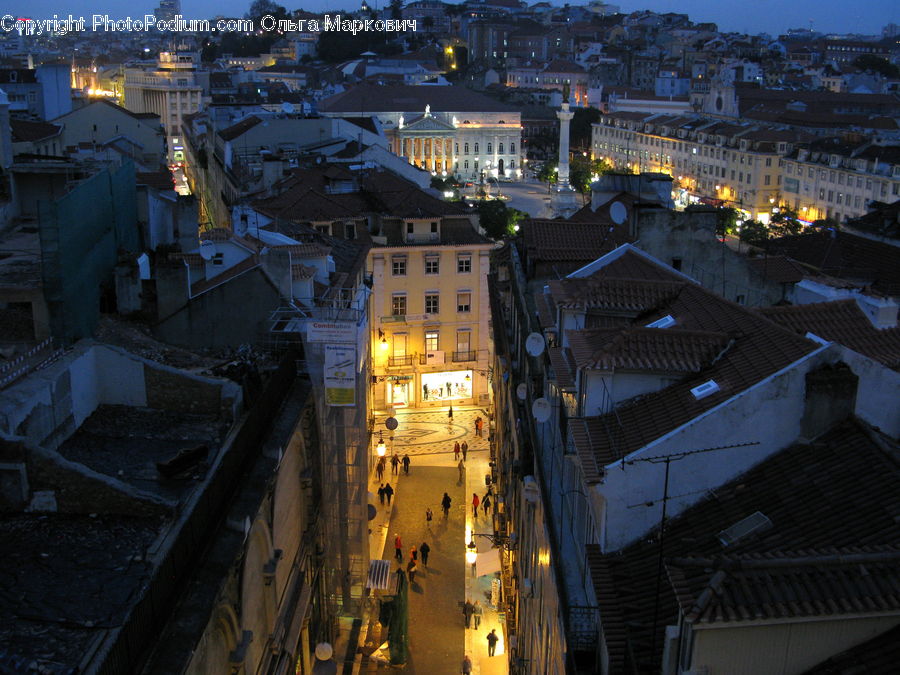 Alley, Alleyway, Road, Street, Town, Aerial View, City